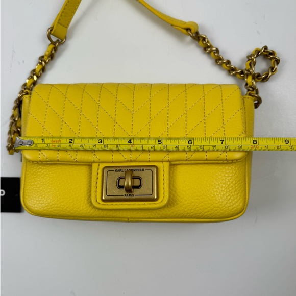 NWT KARL LAGERFELD AGYNESS SHOULDER BAG CROSSBODY PURSE YELLOW LEATHER $228 - Picture 8 of 8